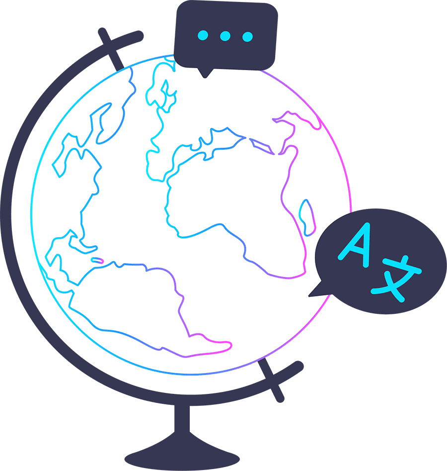 Global showing multiple languages